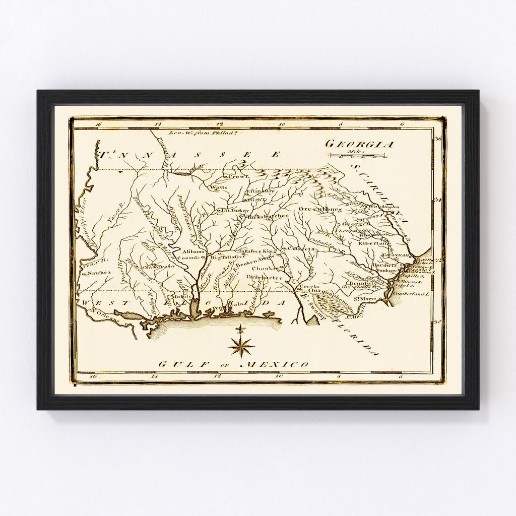 Vintage Map of Georgia 1795