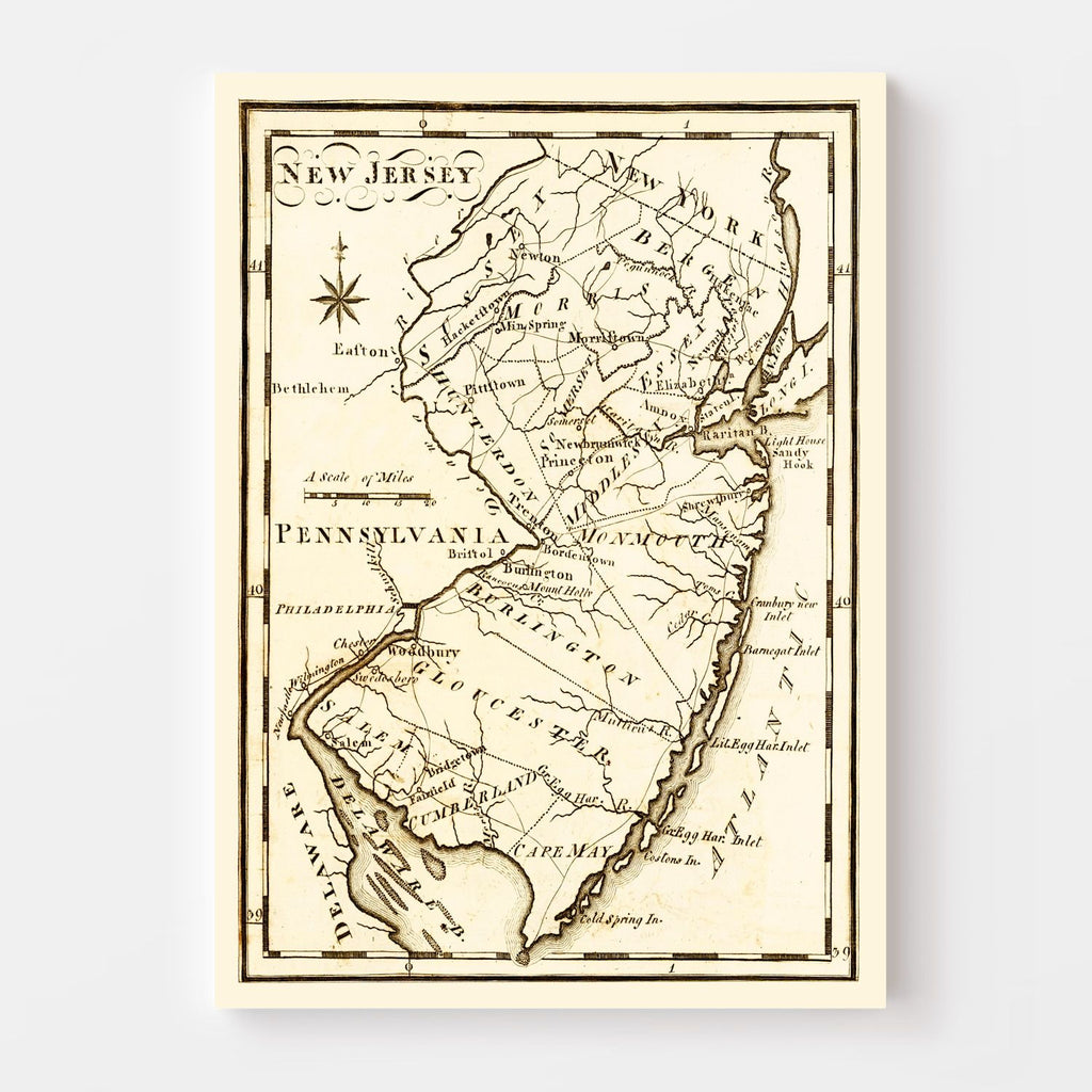 Vintage Map of New Jersey 1795