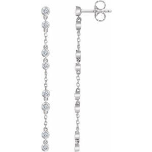 14K White Gold 1/3 CTW Natural Diamond Chain Earrings