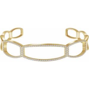 14K Yellow Gold 3/4 CTW Natural Diamond Cuff 6 1/4" Bracelet