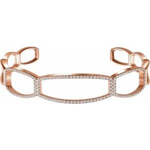 14K Rose Gold 3/4 CTW Natural Diamond Cuff 6 1/4" Bracelet