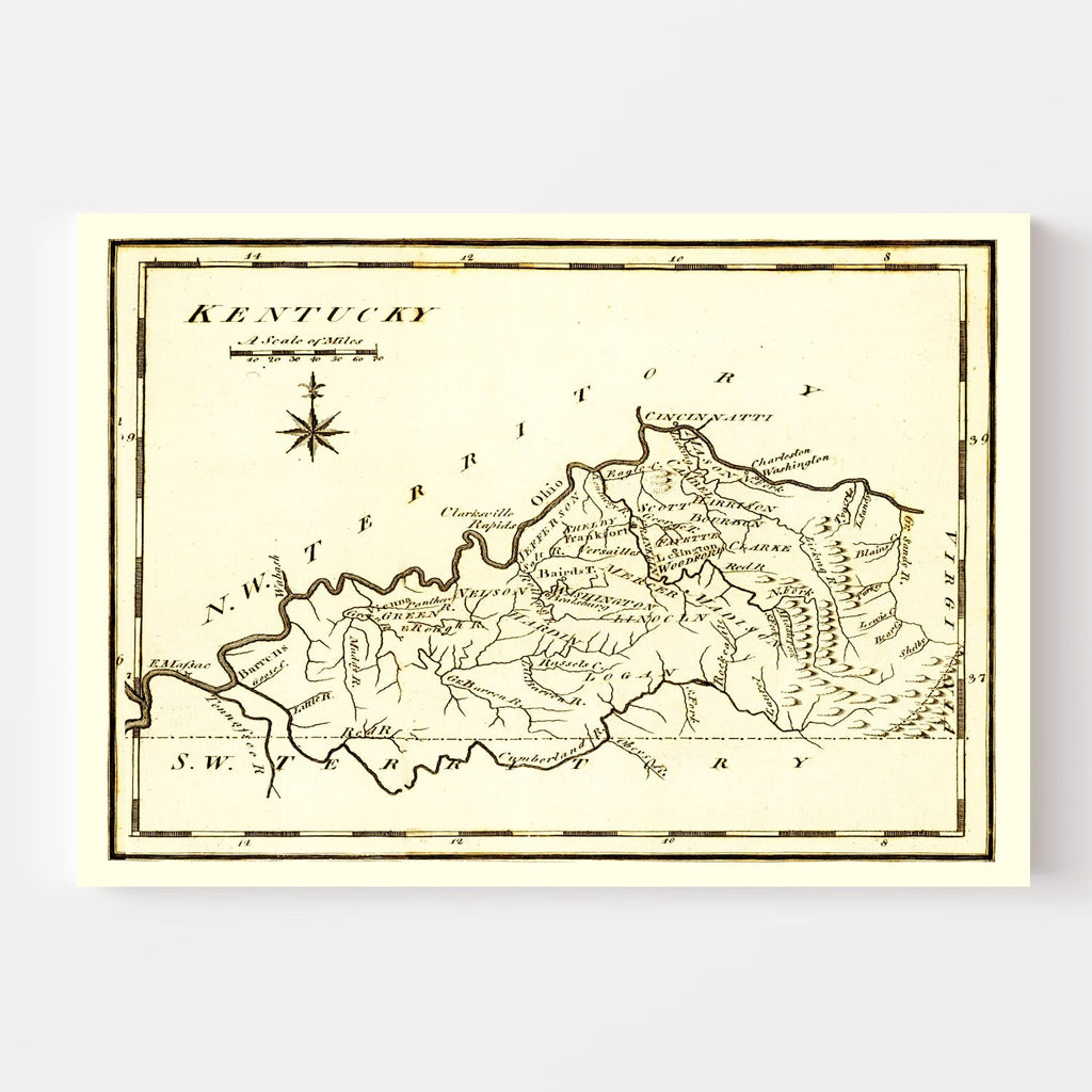 Vintage Map of Kentucky 1795