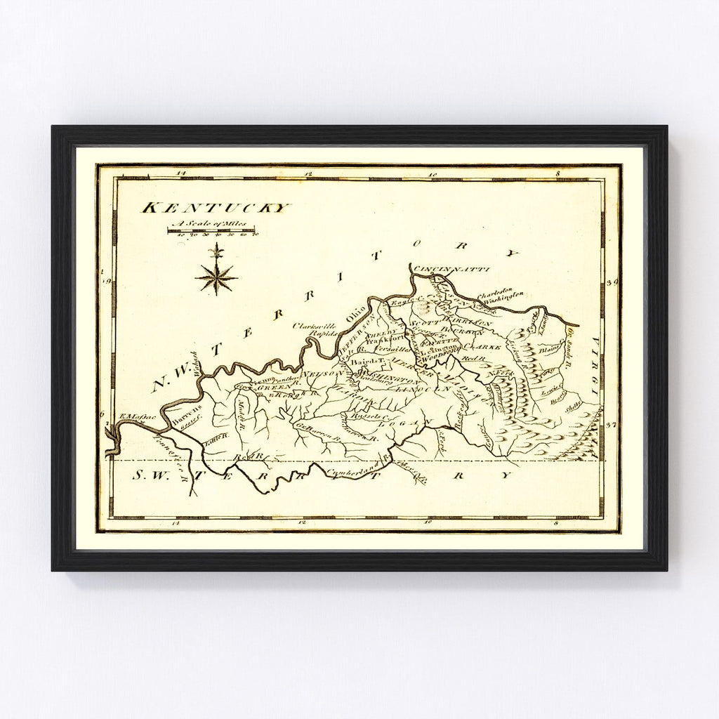 Vintage Map of Kentucky 1795
