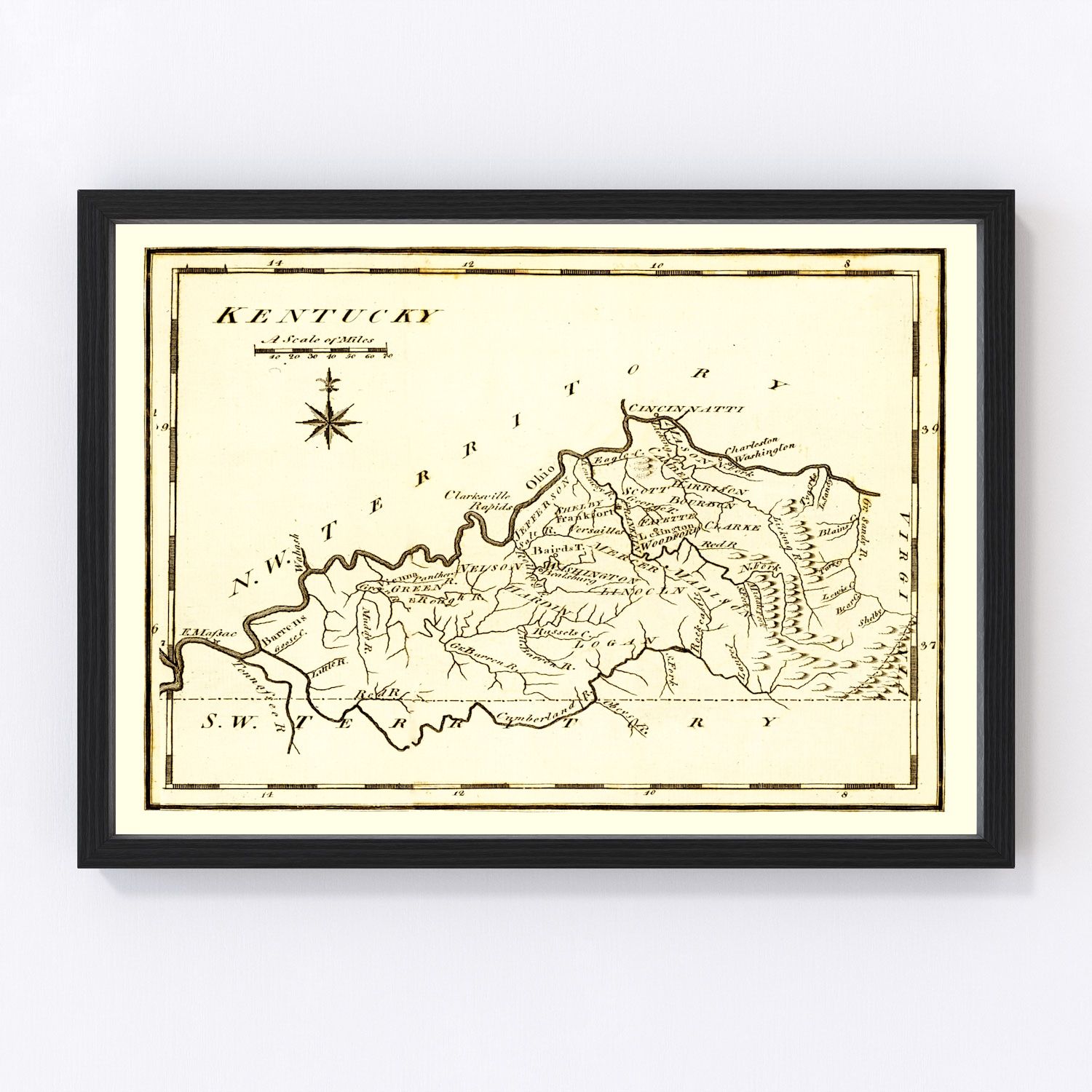 Vintage Map of Kentucky 1795