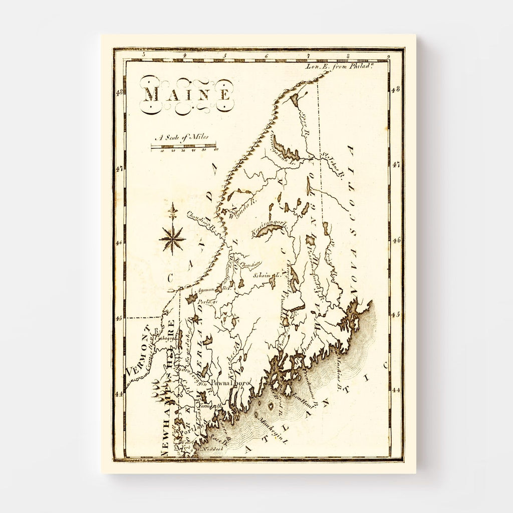 Vintage Map of Maine 1795