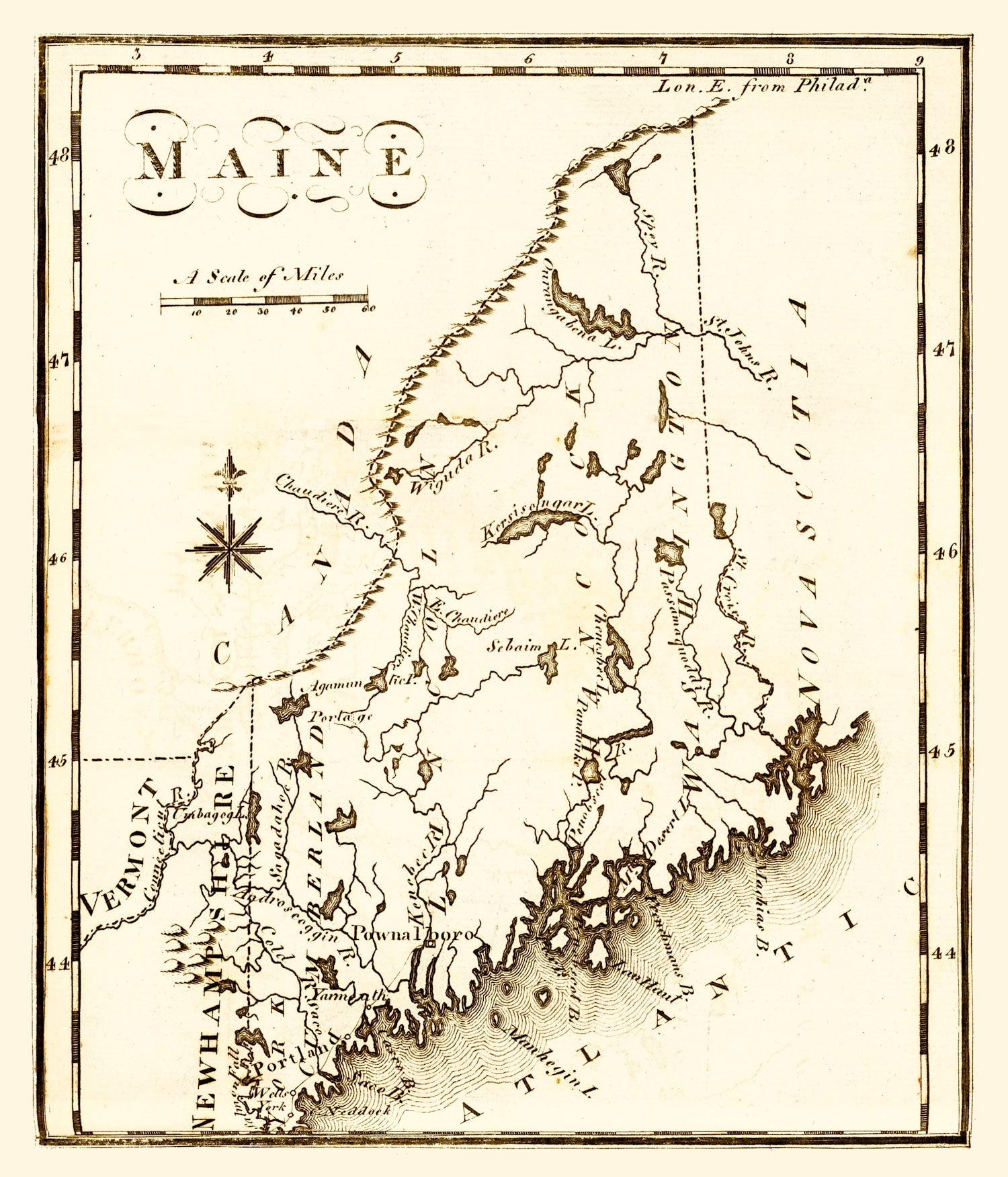 Vintage Map of Maine 1795