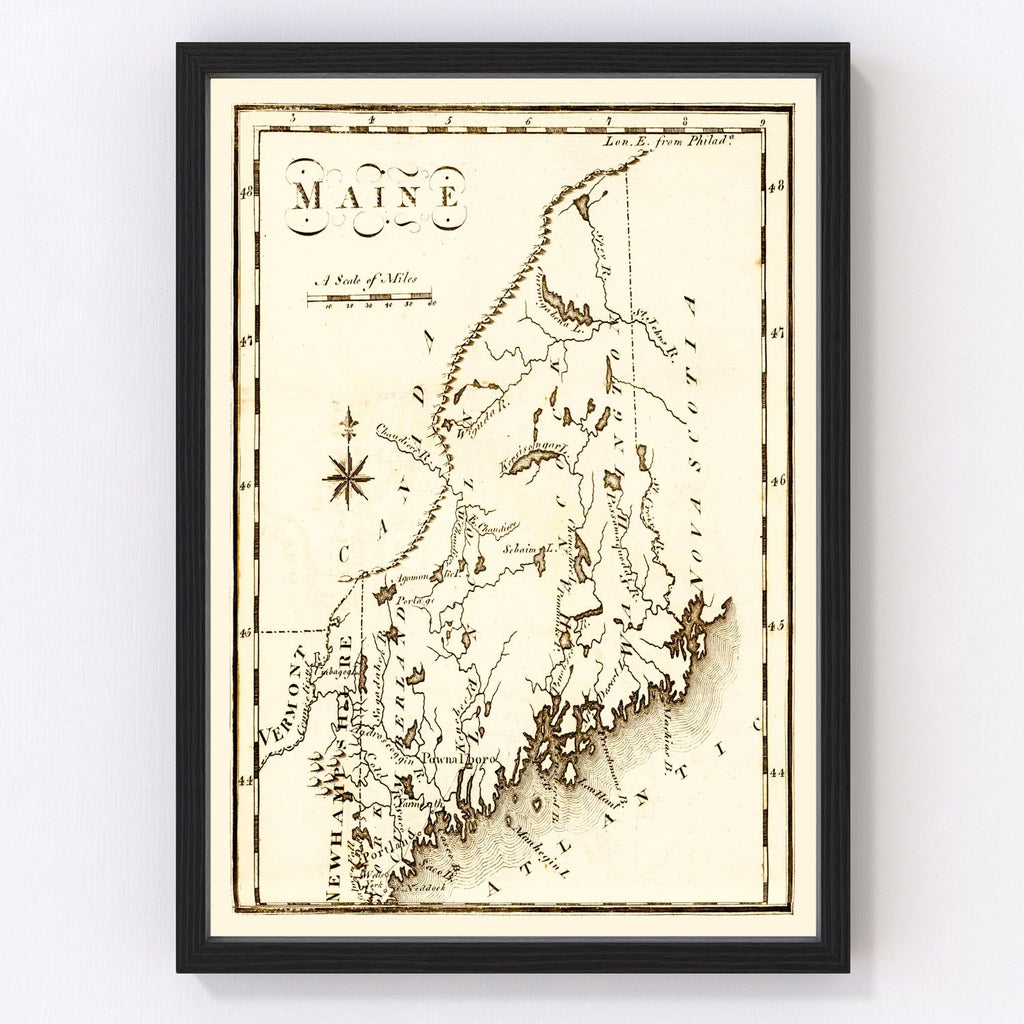 Vintage Map of Maine 1795