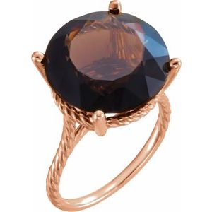 14K Rose Gold Natural Smoky Quartz Ring