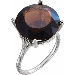 14K White Gold Natural Smoky Quartz Ring