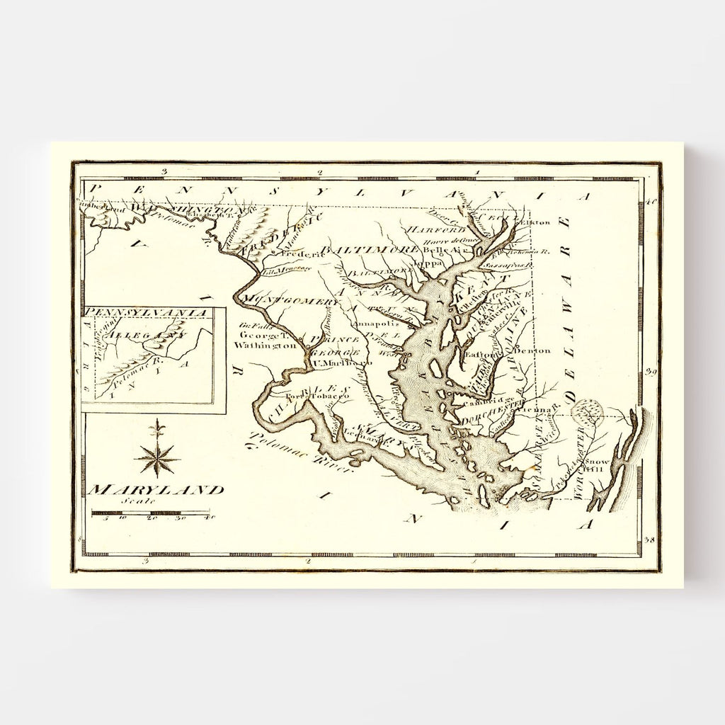 Vintage Map of Pennsylvania 1795