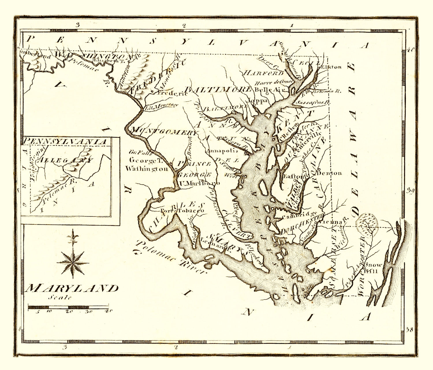 Vintage Map of Pennsylvania 1795