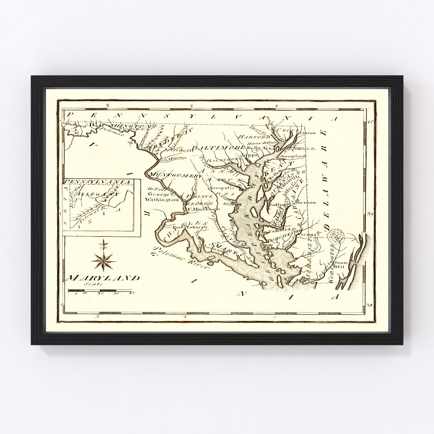 Vintage Map of Pennsylvania 1795