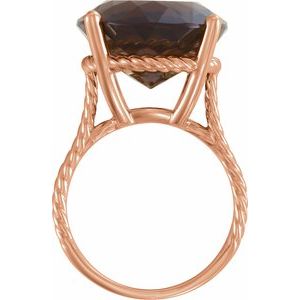 14K Rose Gold Natural Smoky Quartz Ring