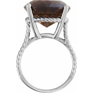14K White Gold Natural Smoky Quartz Ring