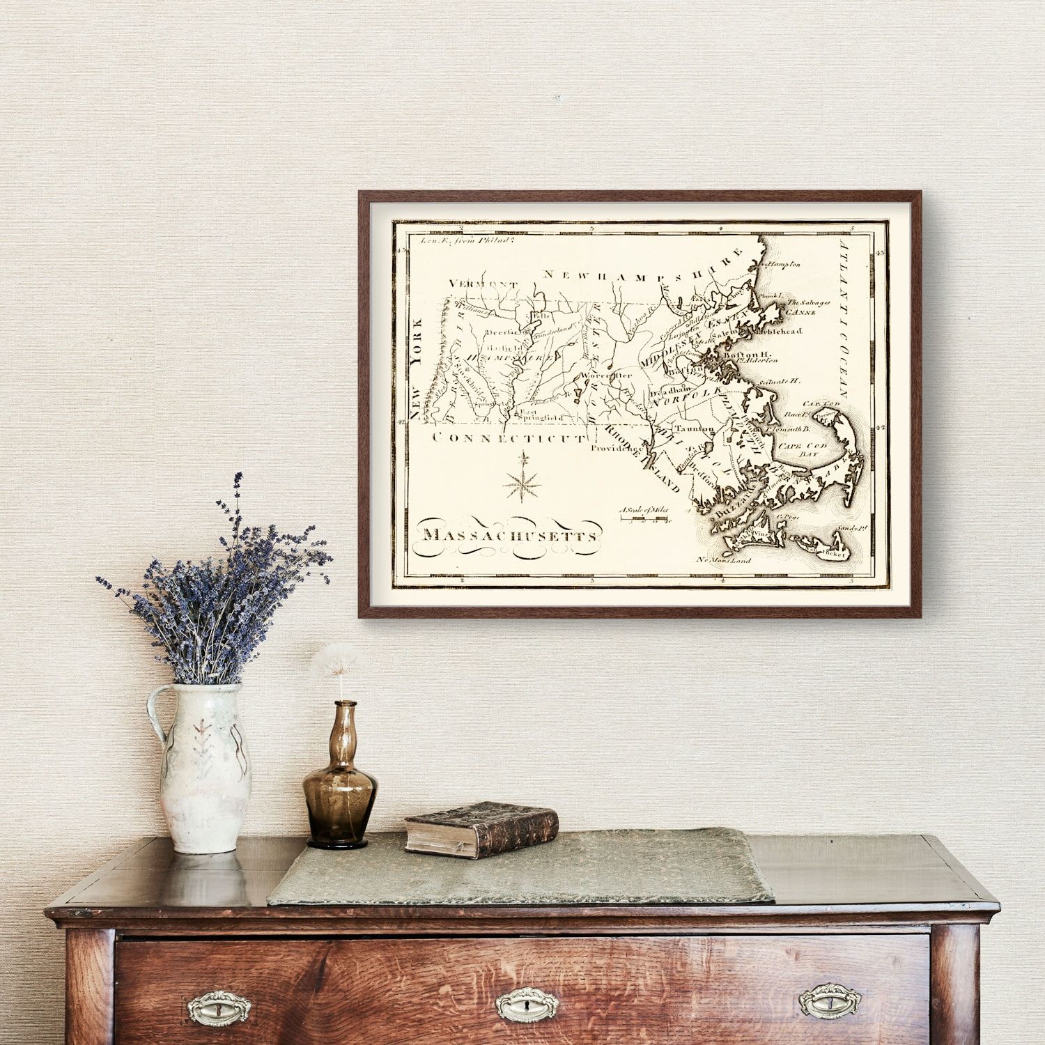 Vintage Map of Massachusetts 1795
