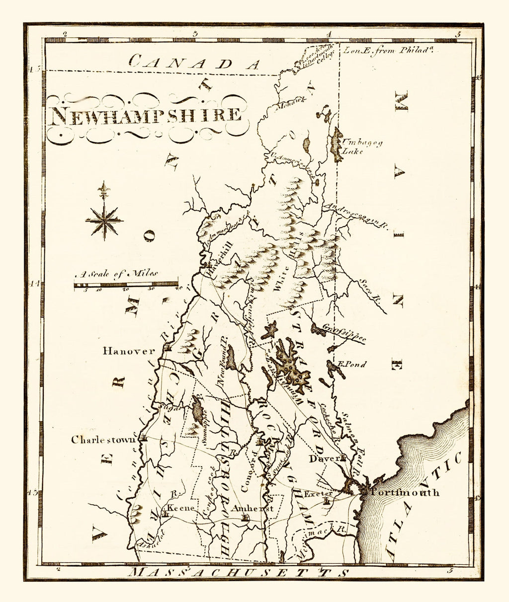 Vintage Map of New Hampshire 1795