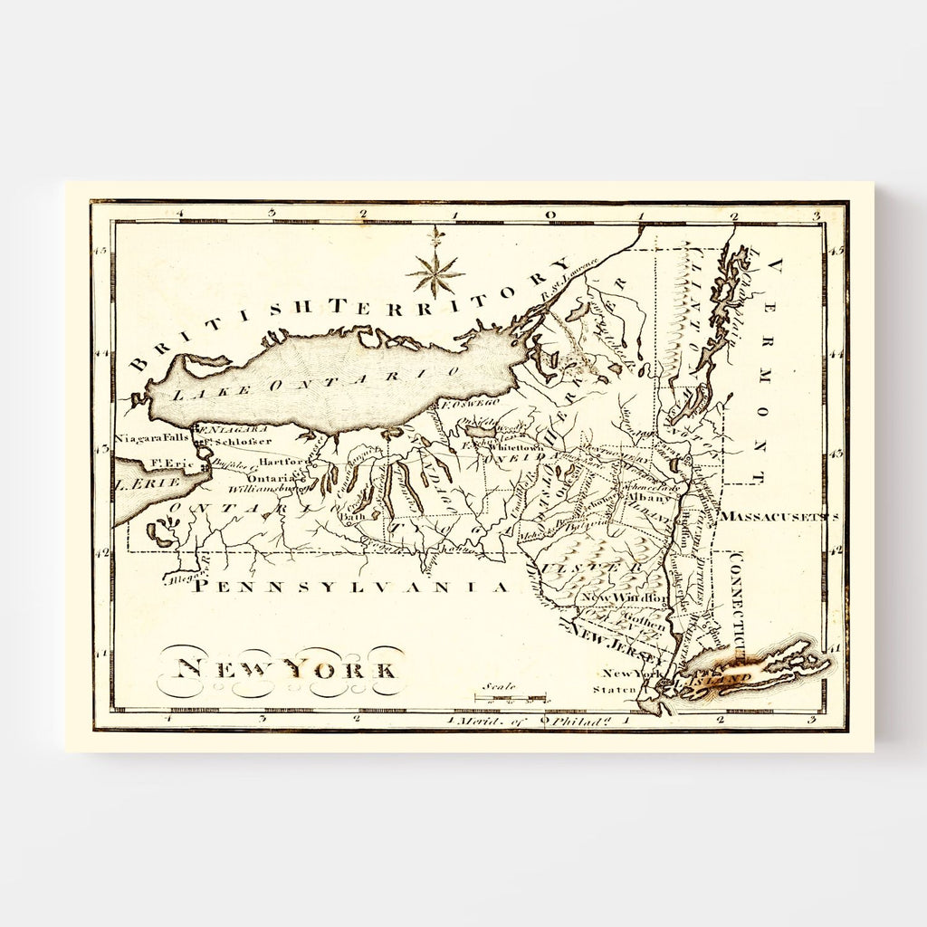 Vintage Map of New York 1795
