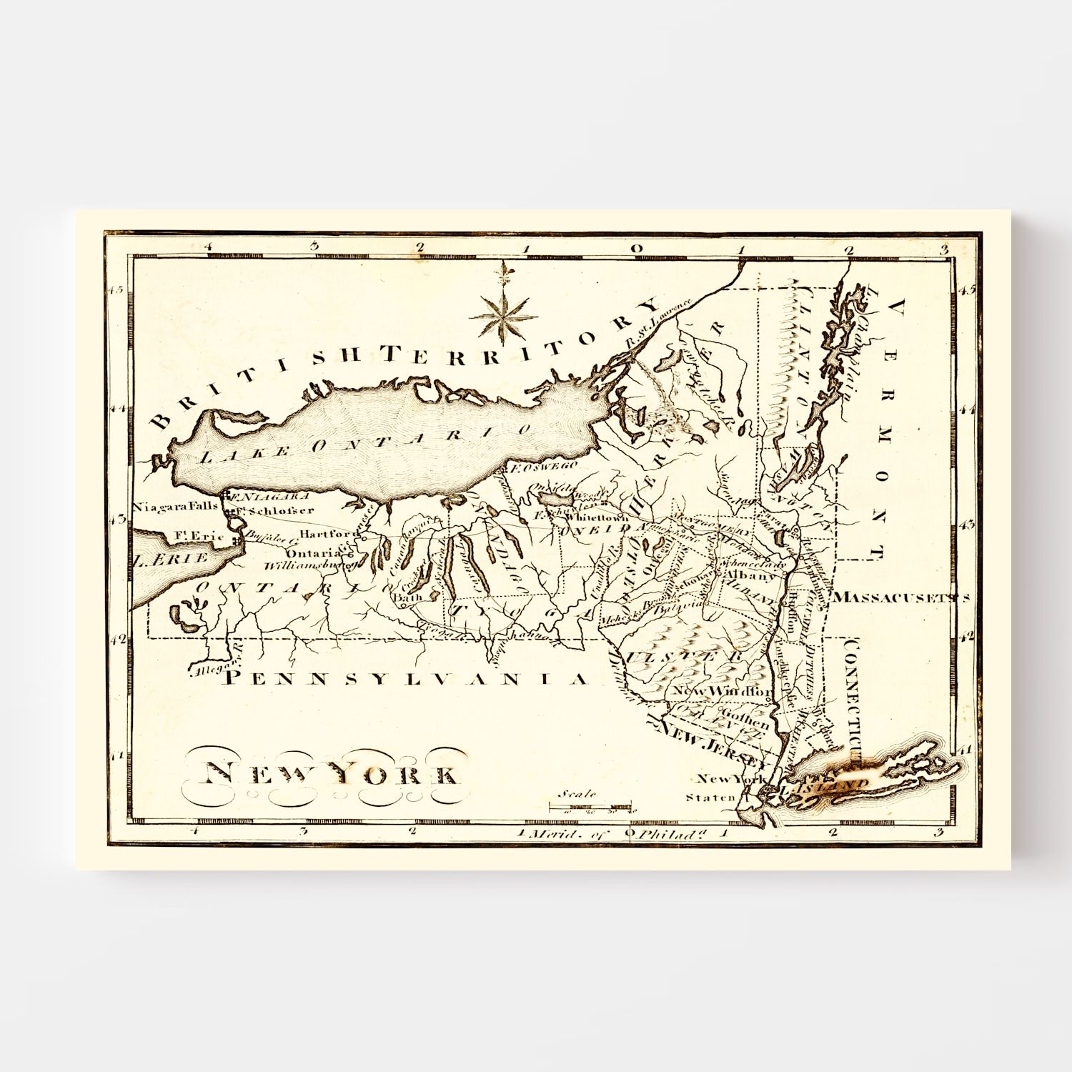 Vintage Map of New York 1795