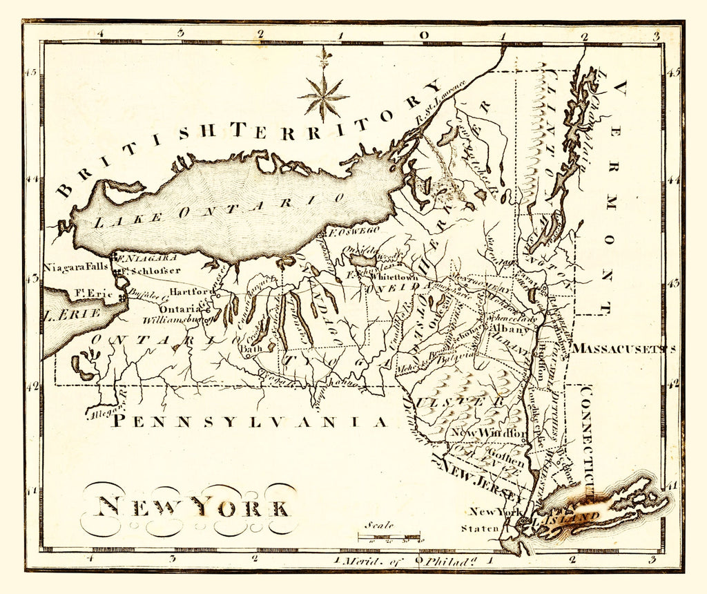 Vintage Map of New York 1795