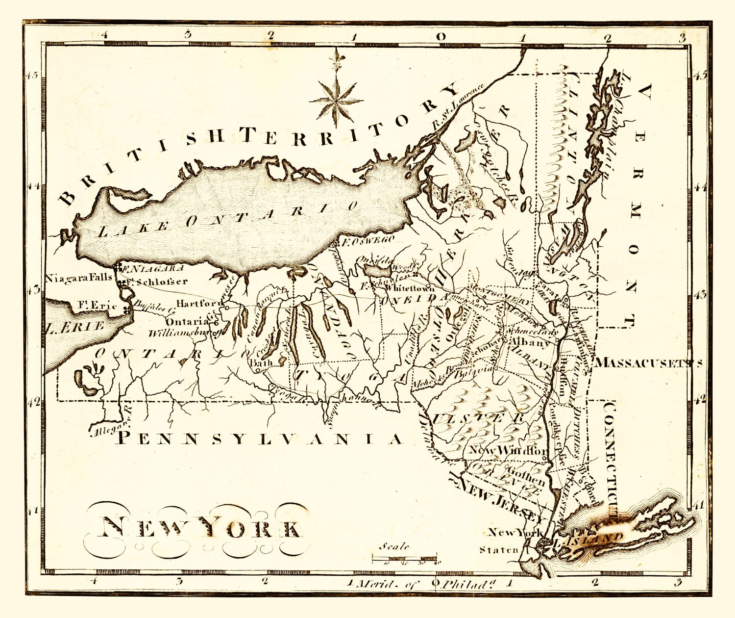 Vintage Map of New York 1795