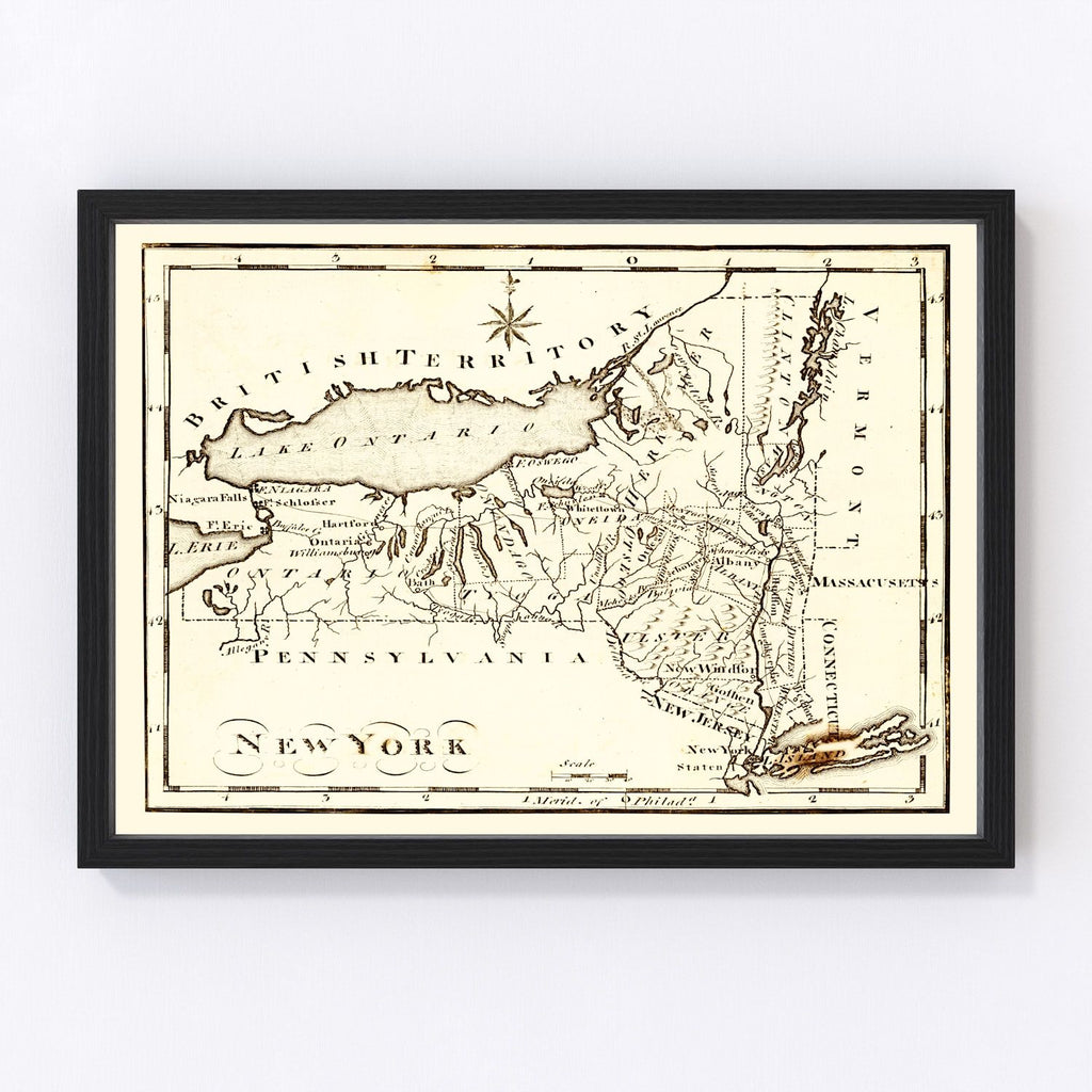 Vintage Map of New York 1795