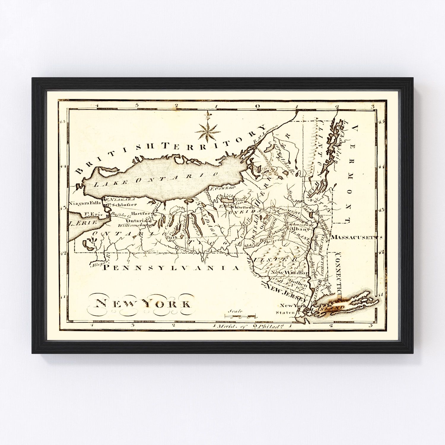 Vintage Map of New York 1795