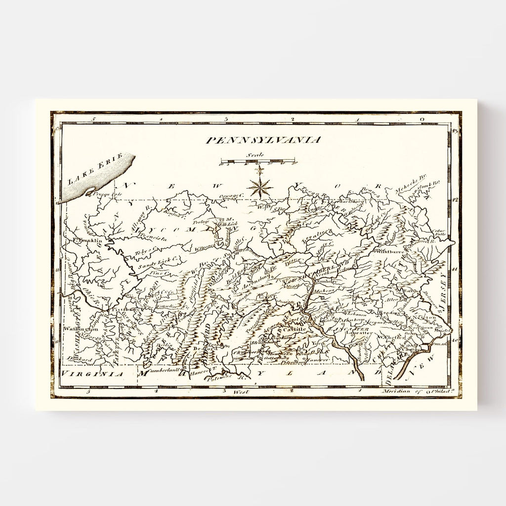 Vintage Map of Pennsylvania 1795