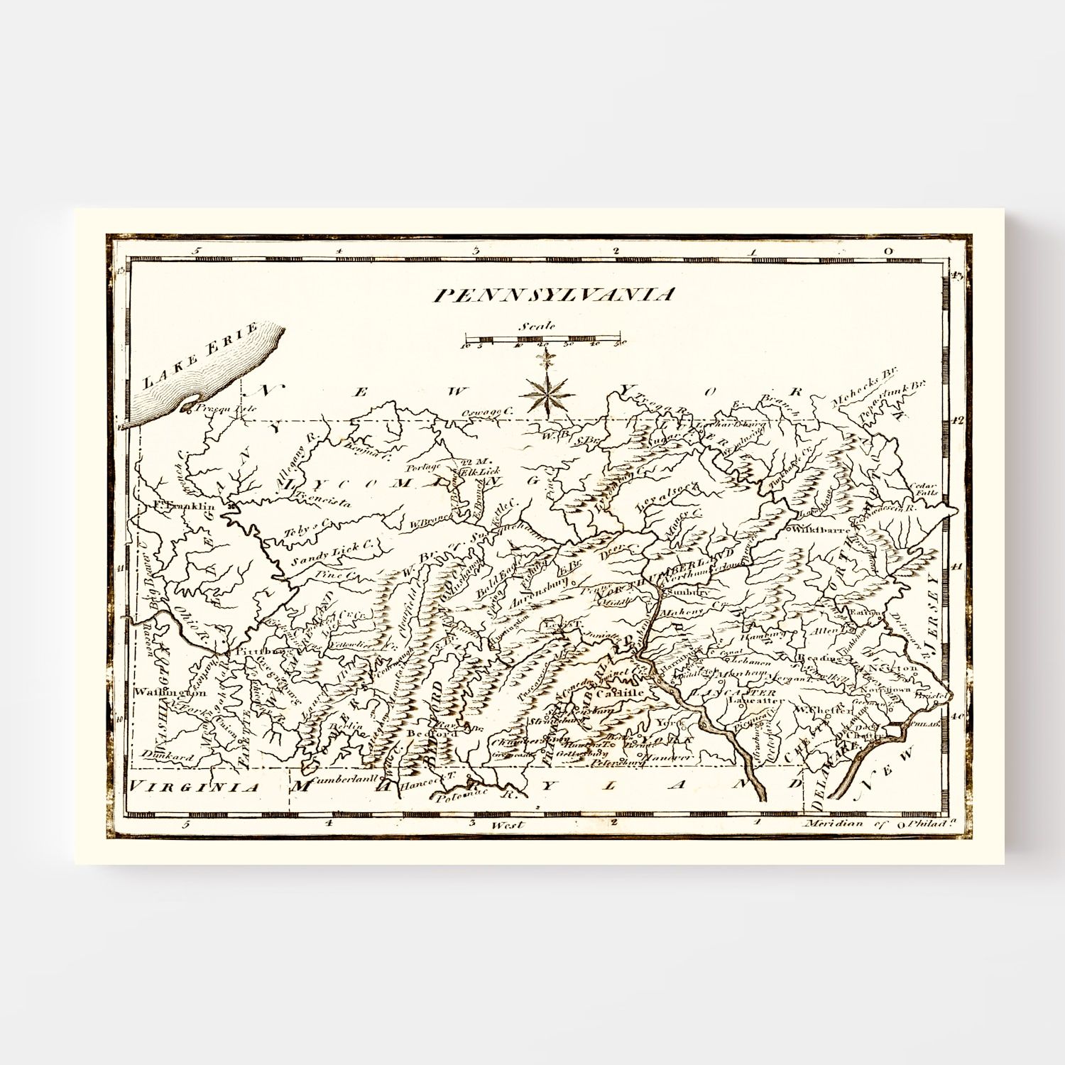 Vintage Map of Pennsylvania 1795