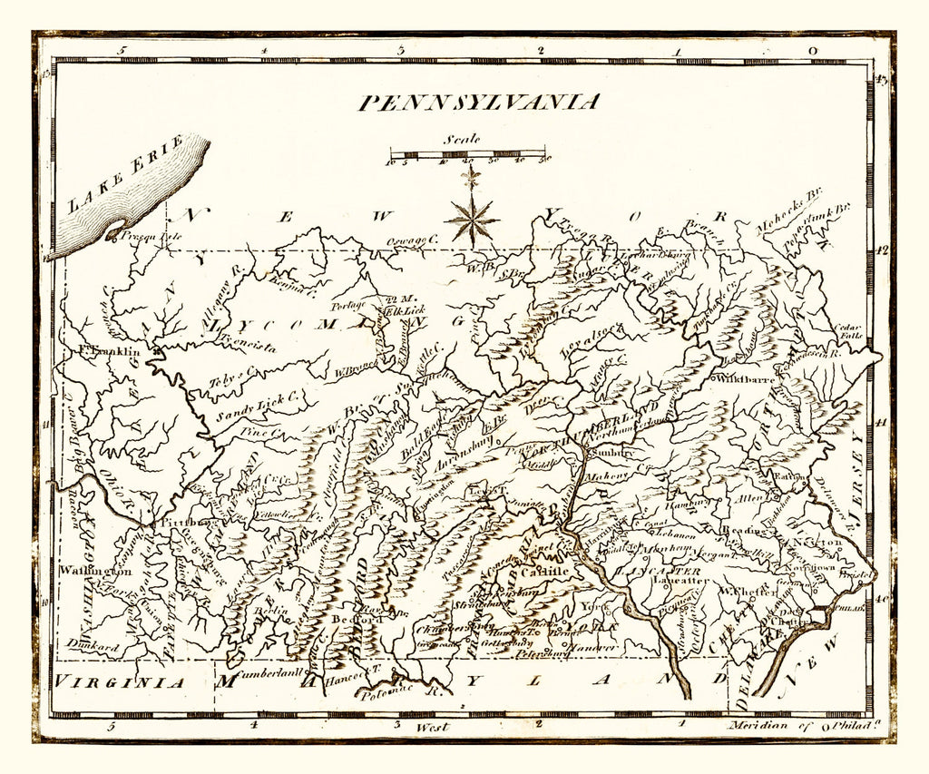 Vintage Map of Pennsylvania 1795