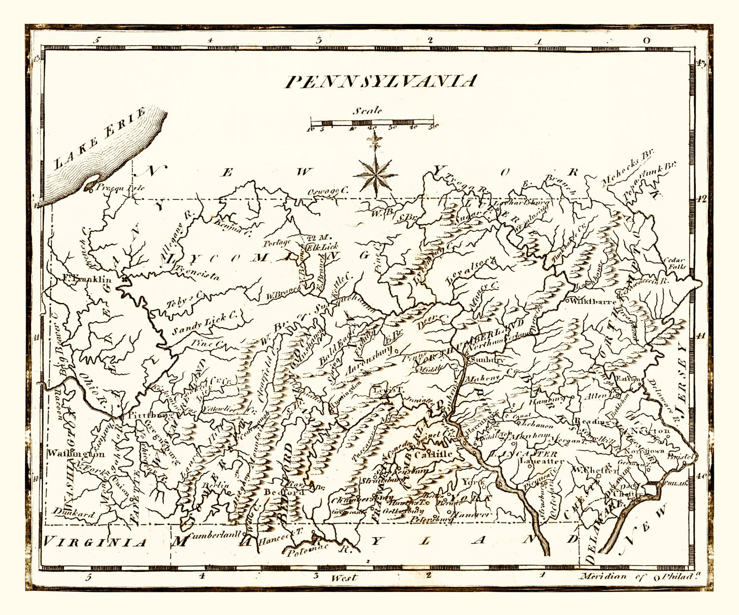 Vintage Map of Pennsylvania 1795