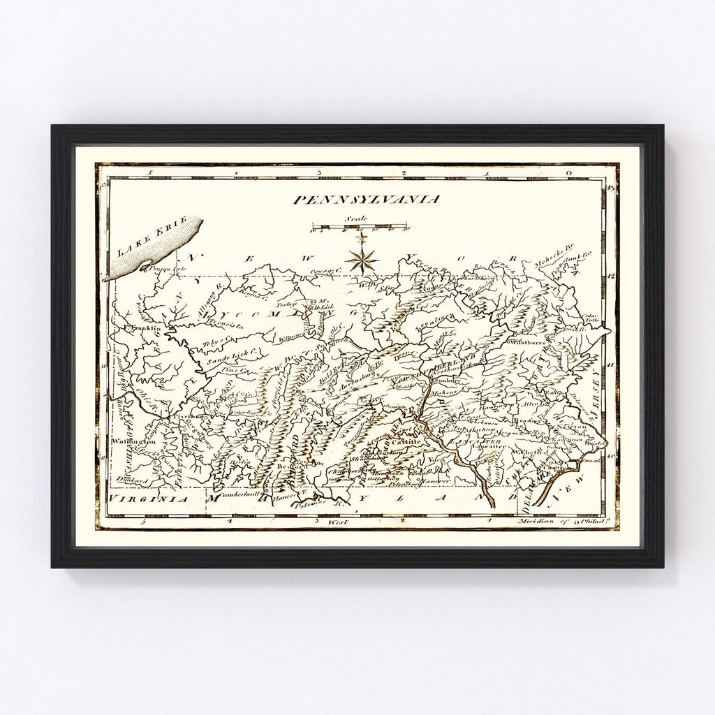Vintage Map of Pennsylvania 1795