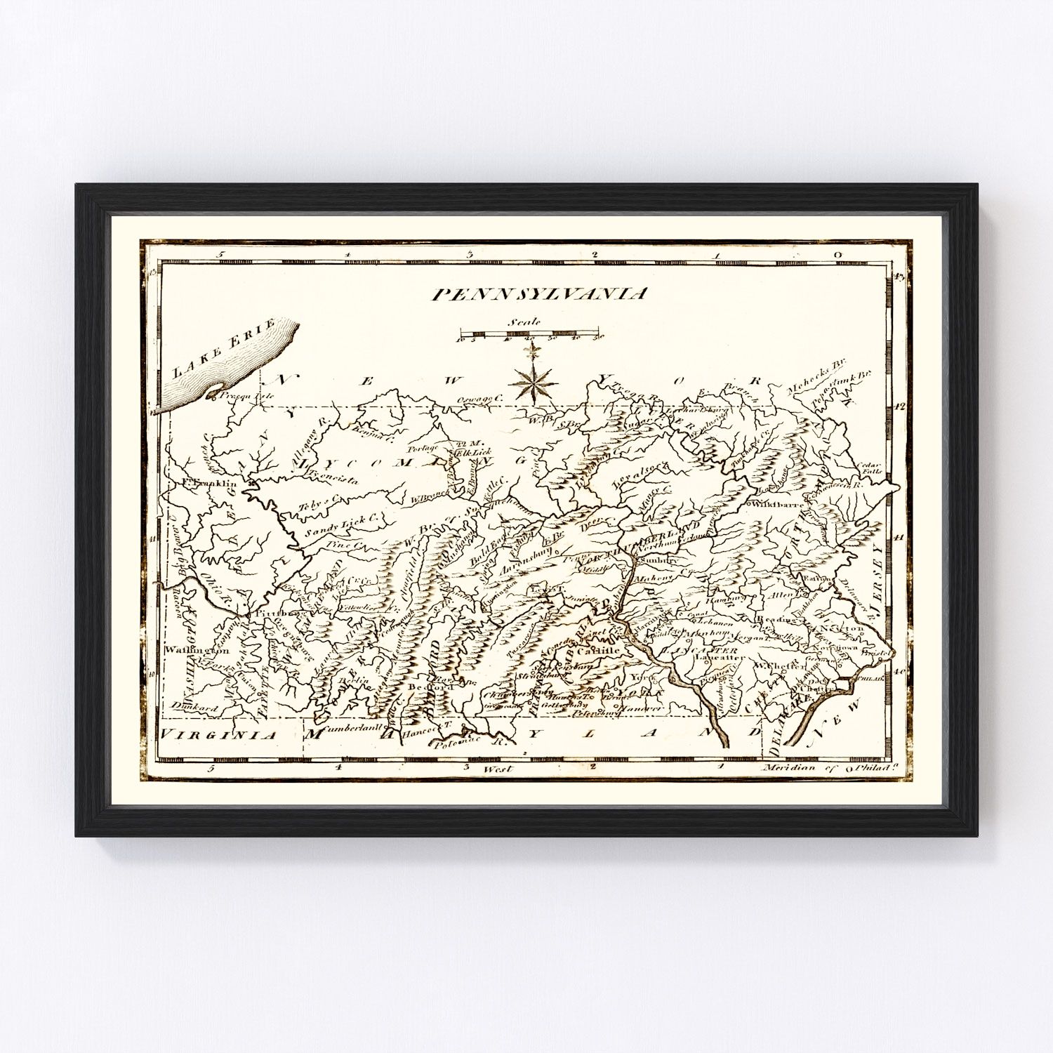 Vintage Map of Pennsylvania 1795