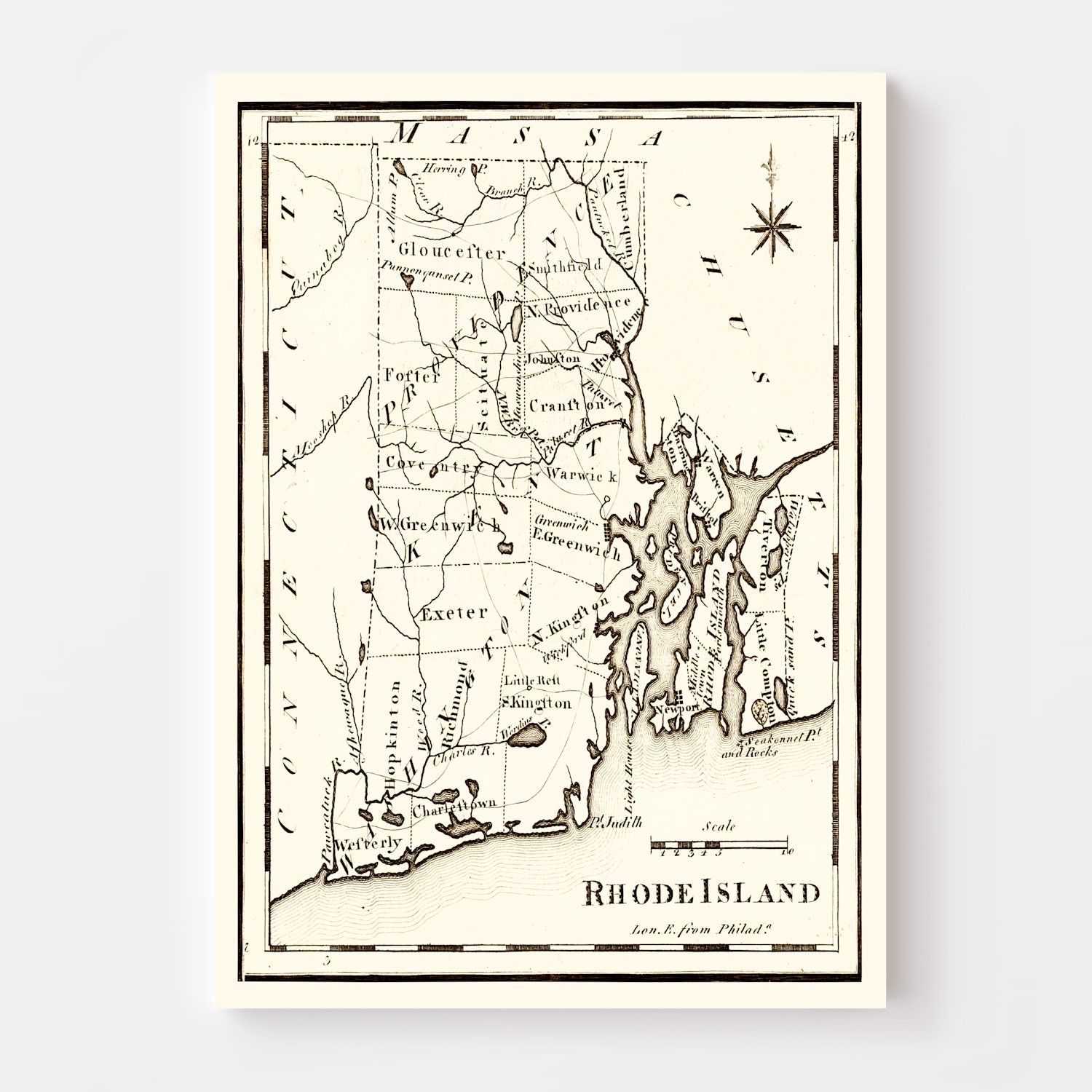 Vintage Map of Rhode Island 1795