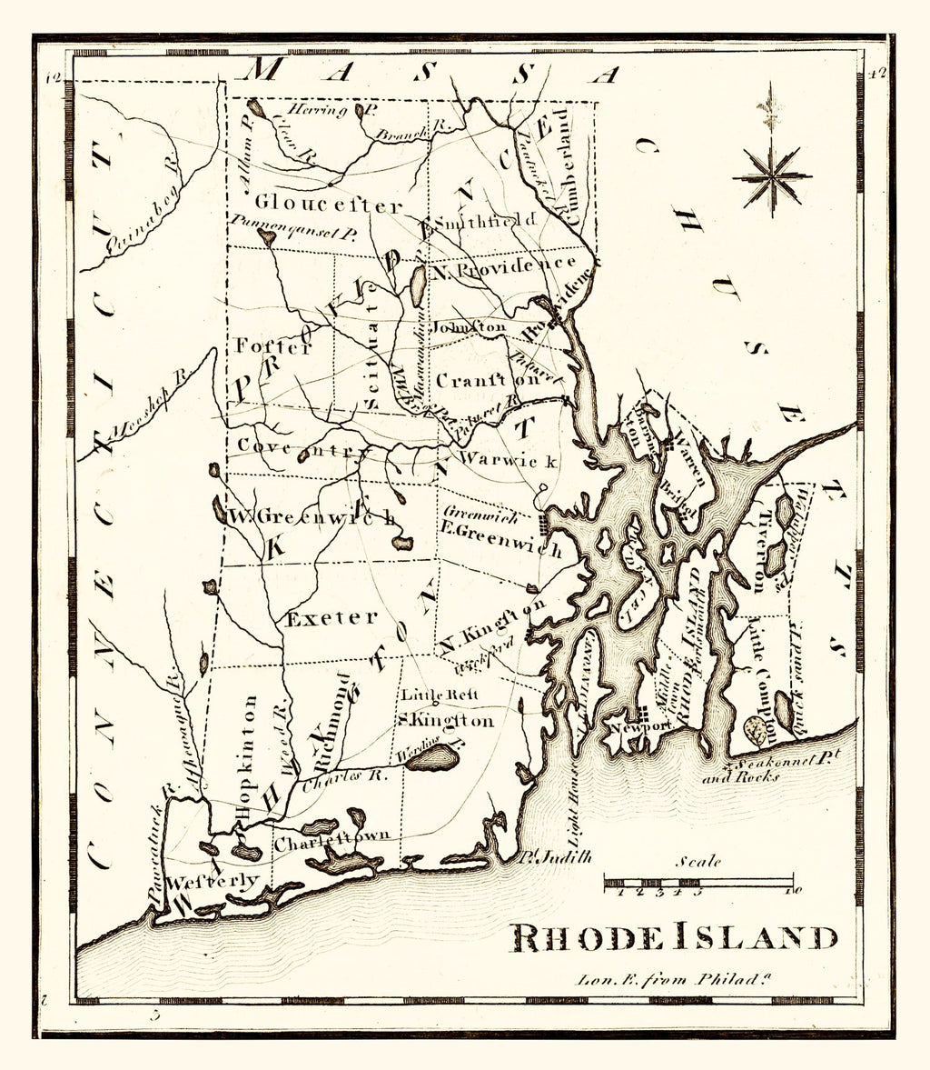 Vintage Map of Rhode Island 1795
