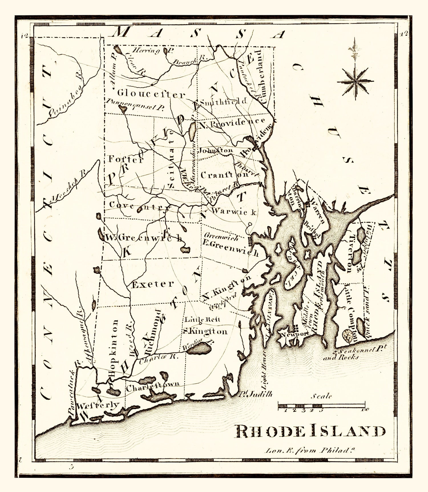 Vintage Map of Rhode Island 1795