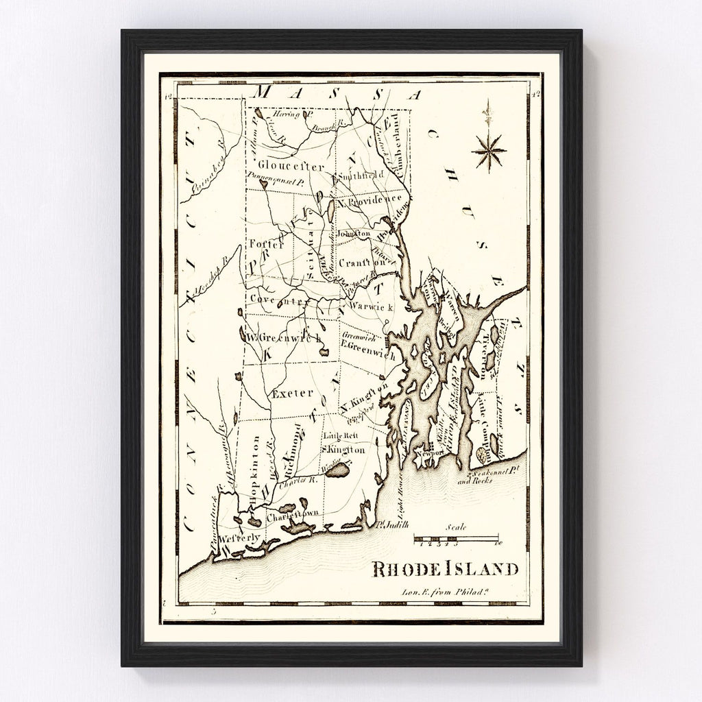Vintage Map of Rhode Island 1795