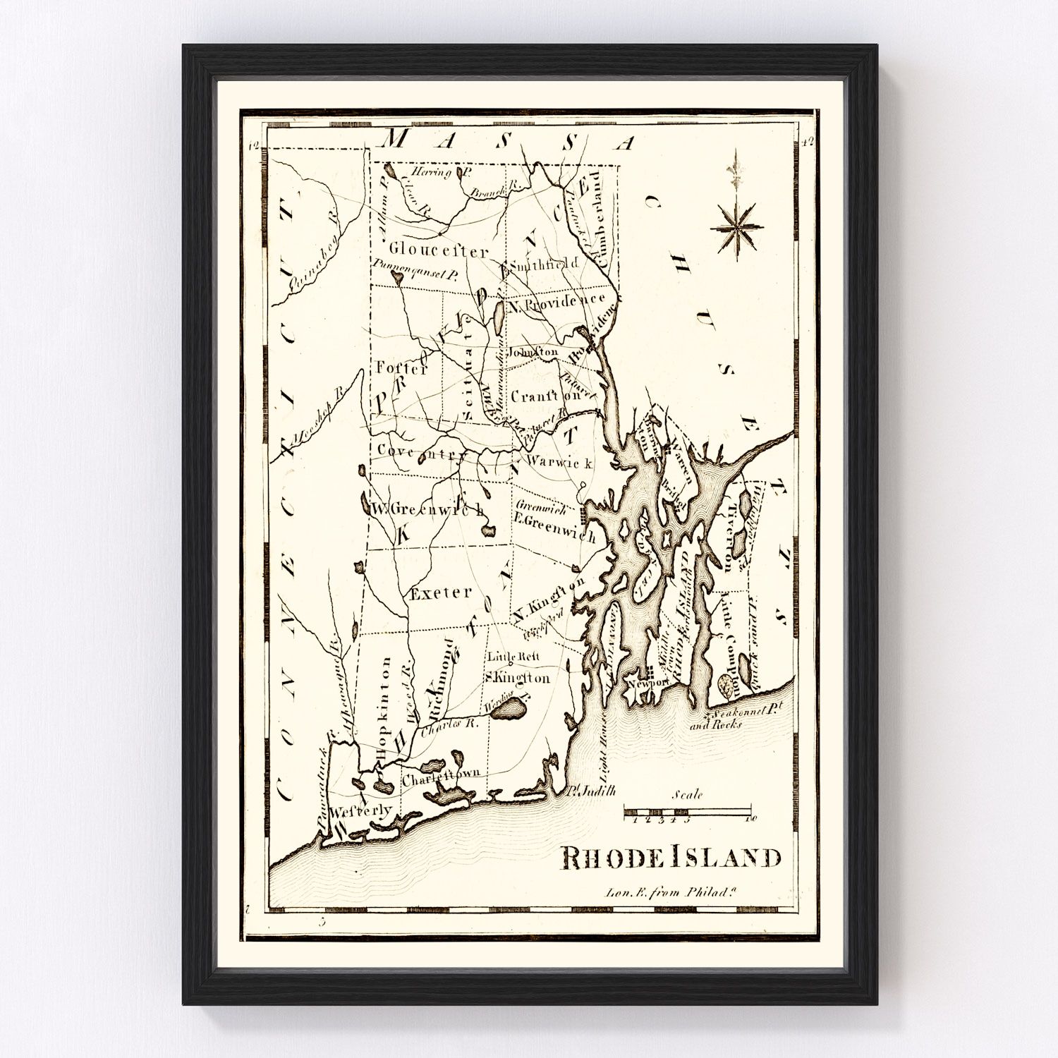 Vintage Map of Rhode Island 1795