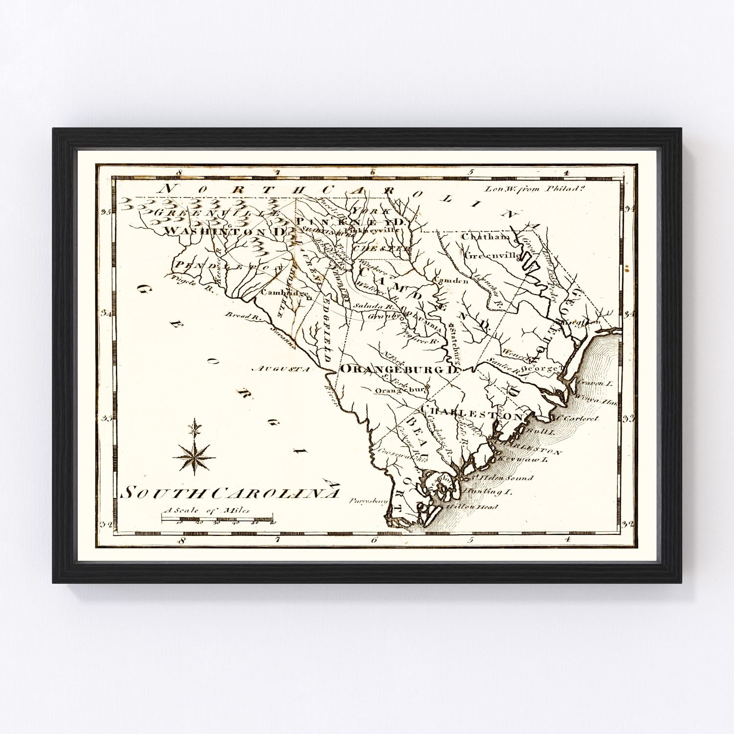 Vintage Map of South Carolina 1795