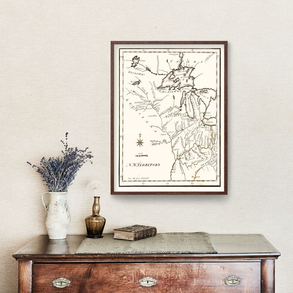 Vintage Map of the Northwest Territory 1795