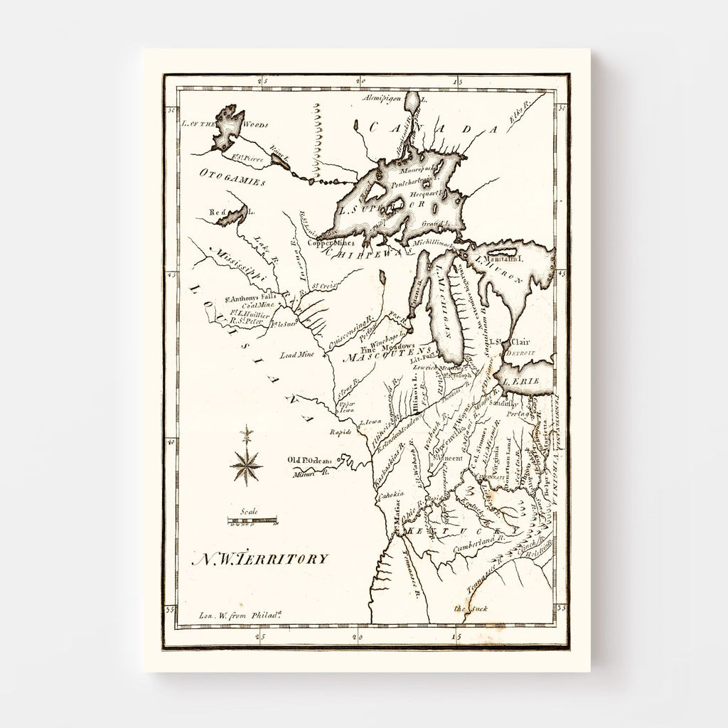 Vintage Map of the Northwest Territory 1795