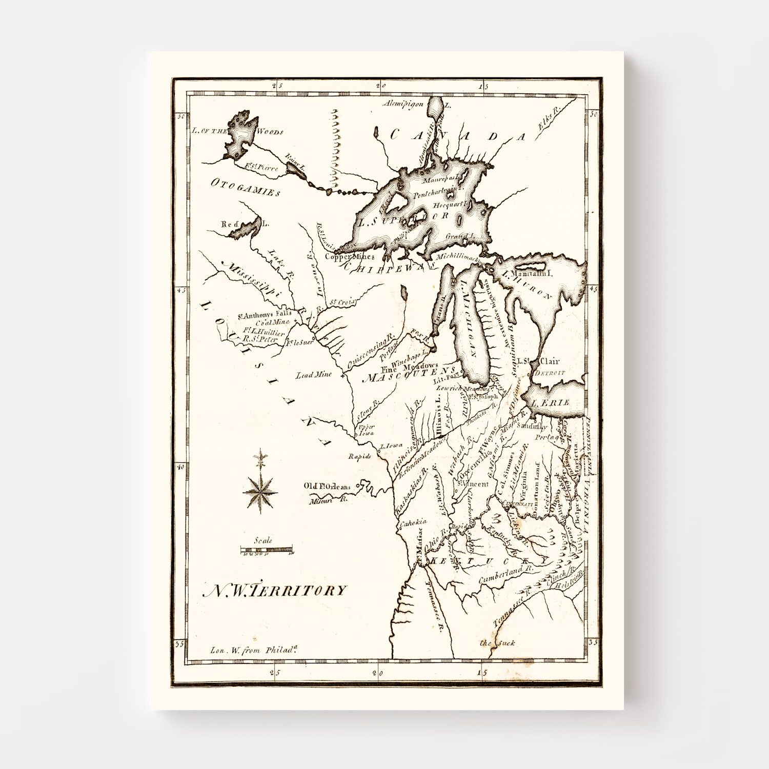 Vintage Map of the Northwest Territory 1795