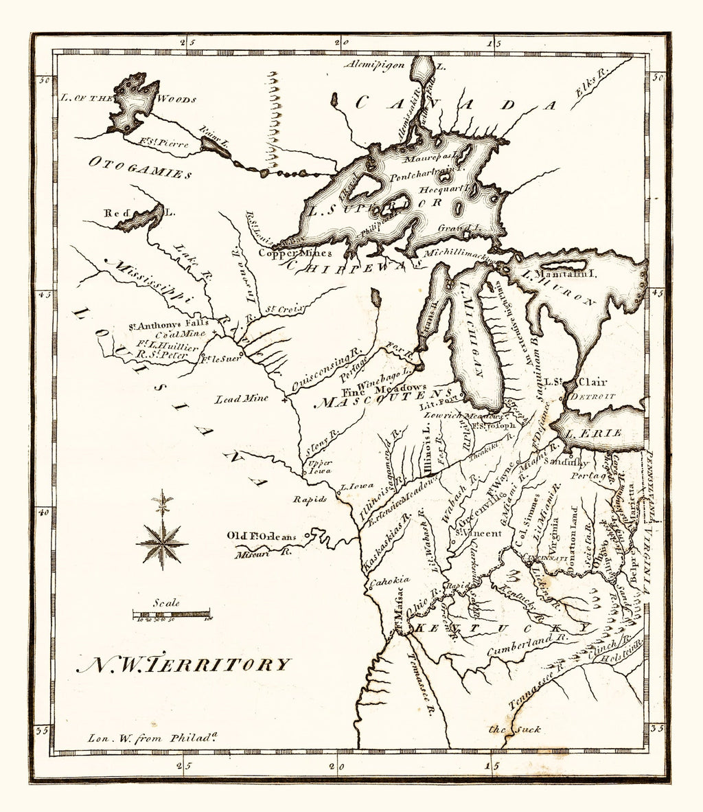 Vintage Map of the Northwest Territory 1795