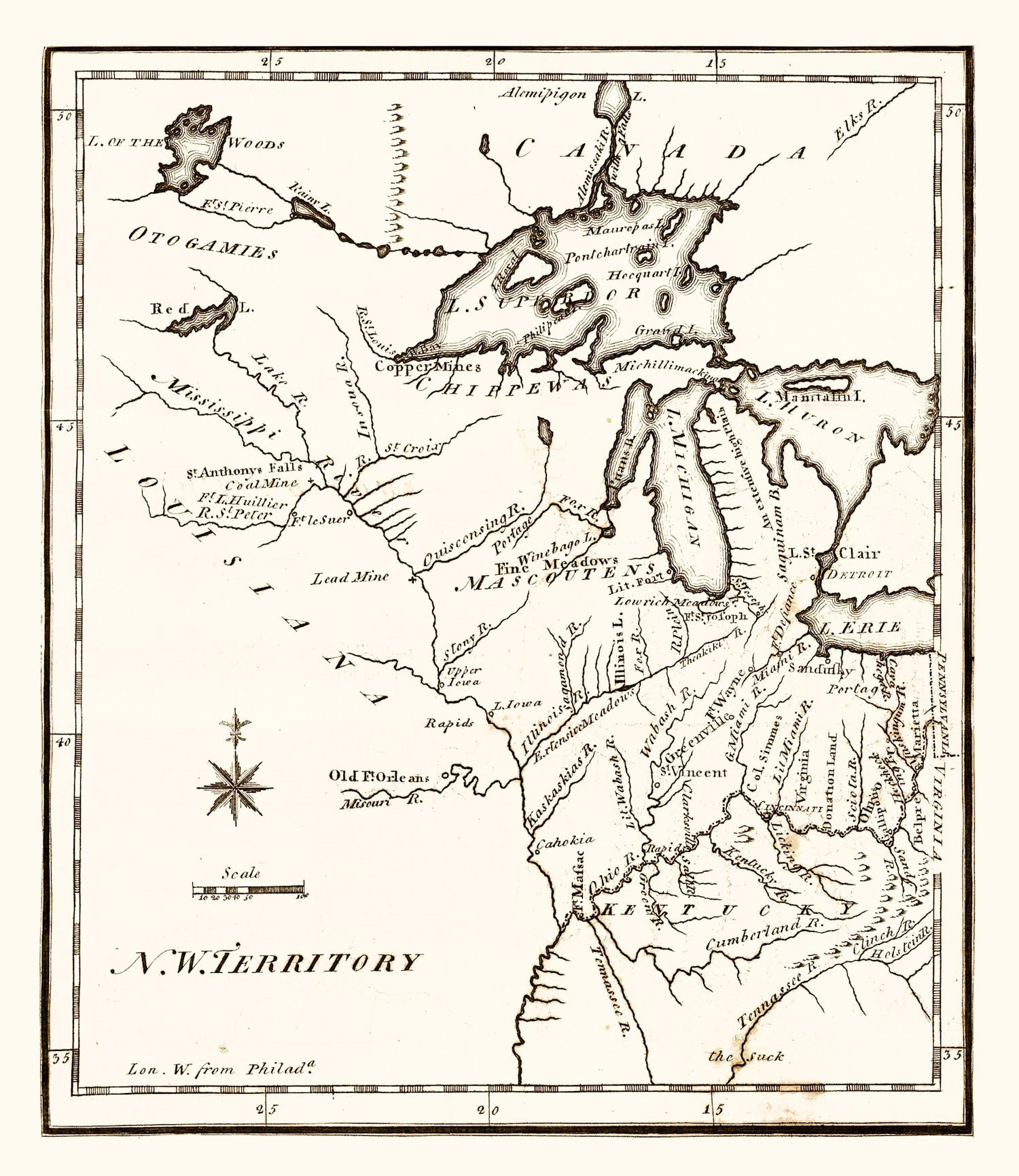 Vintage Map of the Northwest Territory 1795