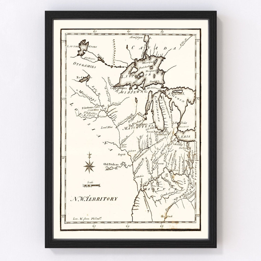 Vintage Map of the Northwest Territory 1795