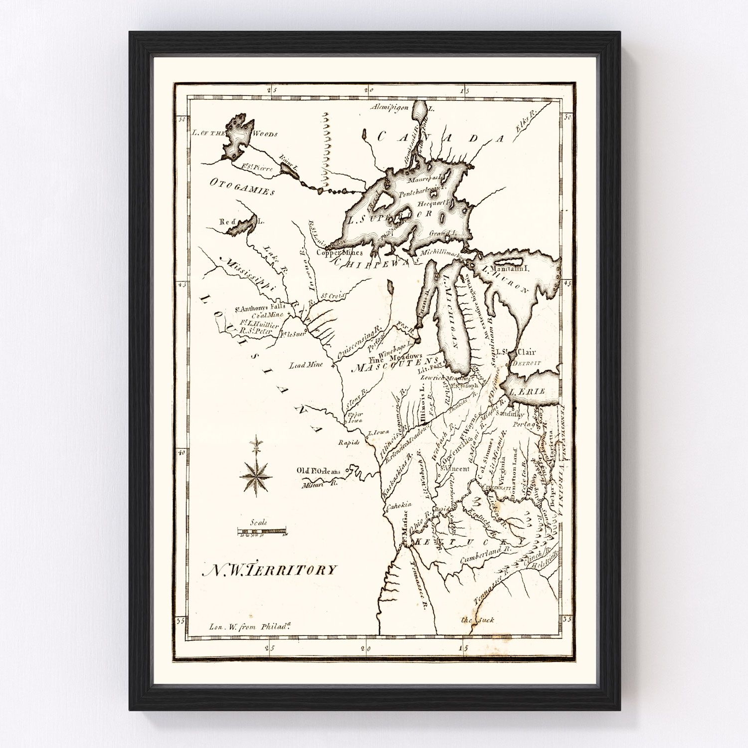 Vintage Map of the Northwest Territory 1795