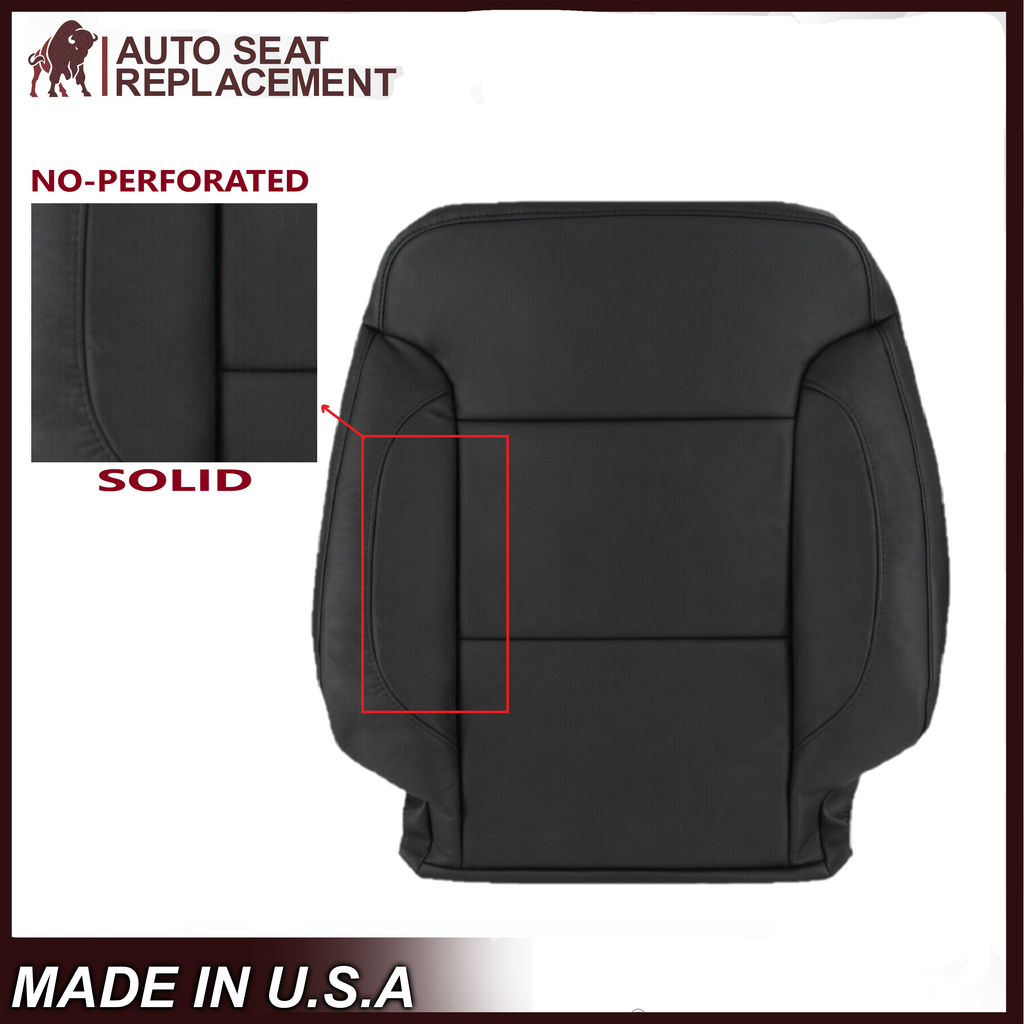 2014 2015 2016 2017 2018 2019 Chevy Silverado Tahoe Suburban & GMC Yukon Leather & Vinyl Seat Cover Replacement in Black (Jet Black)