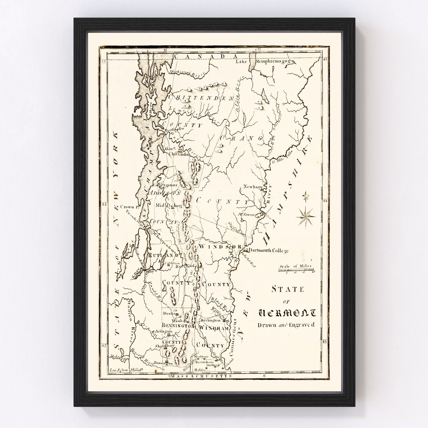 Vintage Map of Vermont 1795