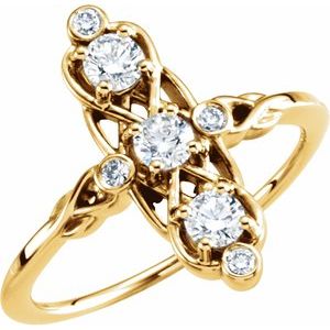 14K Yellow Gold 1/5 CTW Natural Diamond Three-Stone Ring