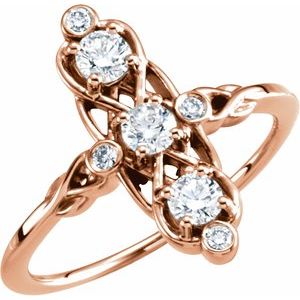 14K Rose Gold 1/5 CTW Natural Diamond Three-Stone Ring