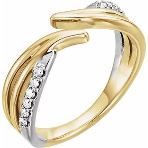 14K Yellow/White Gold 1/8 CTW Natural Diamond Bypass Ring